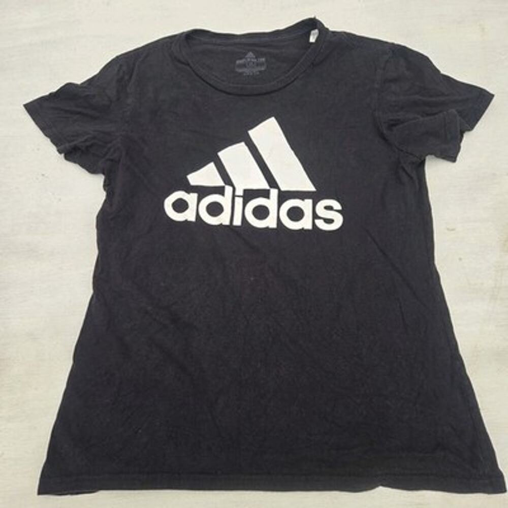 adidas Amplifier Tee Womens M Black Cotton Logo Graphic T-Shirt Short Sleeve